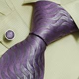 Mediumorchid Pattern Tie for Men Silver Paisleys Gift Idea for Man Handmade Silk Neckties Cuff Links Set 6483