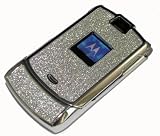 PCMICROSTORE Brand Motorola Razr V3 V3c V3m V3i Silver Icy Sprinkle Crystal Snap-On Case Cover