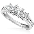 1-1/2ct TCW Three Stone Princess Diamond Engagement Ring in 14kt White Gold