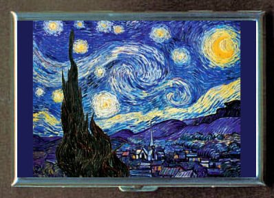 Vincent Van Gogh Starry Night Double-Sided Cigarette Case, ID Holder, Wallet with RFID Theft Protection
