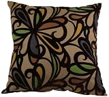 Pillow Perfect Contemporary Floral Flocked Decorative Square Floor Pillow, 23-Inch by 23-Inch, Brown/Orange