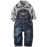 カーターズ（Carter's）男の子用チャンピオンデニムオーバーオールx黒ギンガムチェック襟付きシャツお出かけ用上下2点セット (24months(83-88cm)) [並行輸入品]