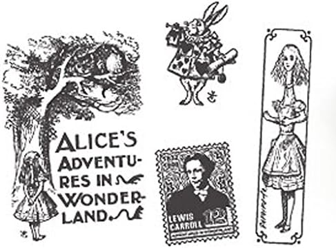 Alice in Wonderland Woodows Wooden Stamp Set (4-Piece) with Tin Box (Pattern 2)