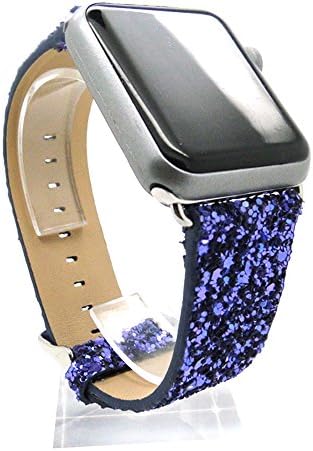Apple Watch Band,Crazy Panda® Luxury 3D Bling Leather Strap Wrist Band for Apple Watch 38mm - Blue