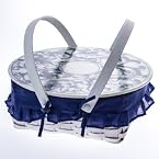 Blue & White Pie Basket With Lid