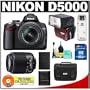 Nikon D5000 Digital SLR Camera w/ 18-55mm VR Lens & 55-200mm Zoom Lens with Sunpak PF30X Flash + 16GB Memory Card + Spare EN-EL9 Battery + Case + Cameta Bonus Accessory Kit