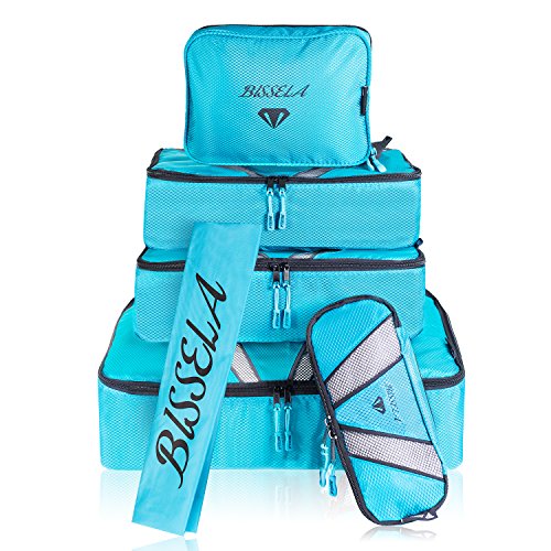 Packing Cubes 6 Piece Premium Set - Includes Laundry Bag and Hanging Toiletry Bag
