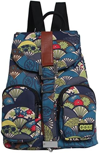 Stylish Cute Backpack for Girls Women Shoulder Bag (Blue Fans)