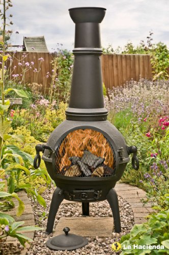 Black Lisbon 125cm Cast Iron Chiminea Chimenea Patio Heater