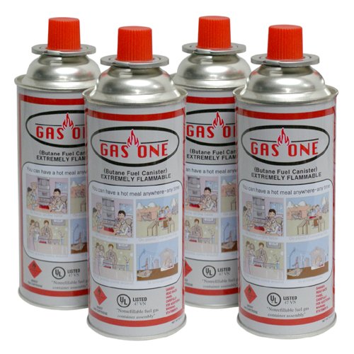 Premium Butane Fuel GasOne Canister 4 pcs for Portable Camping Stoves