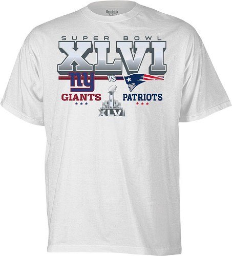 Reebok New York Giants vs. New England Patriots Super Bowl XLVI Dueling Rosters T-Shirt