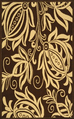 Safavieh CY2961-3409 Courtyard Collection Antigua Chocolate and Natural Indoor/Outdoor Area Rug, 4-Feet by 5-Feet 7-Inch