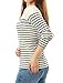 Allegra K Women's Round Neck Long Sleeves Color Block Striped Tops T Shirts Blue XL (US 18)