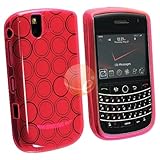 TPU Rubber Skin Case for Blackberry Tour 9630, Clear Hot Pink Concentric Ci ....