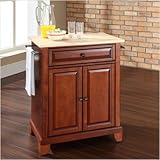 Crosley Furniture Newport Natural Wood Top Kitchen Island in Cherry