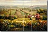 "Golden Landscape" Ceramic Tile Mural 17" x 25.5" Kitchen Shower Backsplash