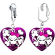 Handcrafted Heart Lady Skull and Crossbones Clip On Earrings