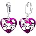Handcrafted Heart Lady Skull and Crossbones Clip On Earrings