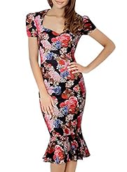 Square Neck Mermaid Summer Colorblocking Vintage Fitted  Stretchy Lace Cap Sleeves Floral Print Tropical Print Polyester/Spandex Cocktail Short Bodycon Dress/Club Dress/Evening Dress/Prom Dress/Weddin