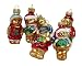 Box Set Of 6 Miniature Teddy Bear Glass Christmas Ornaments #45000