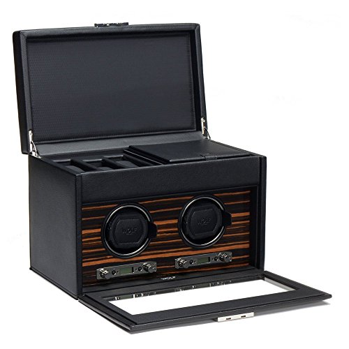 WOLF Roadster Double Watch Winder with Storage