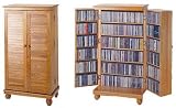 Wood Mission Style CD, Video, DVD Storage Cabinet with louvered doors - Oak