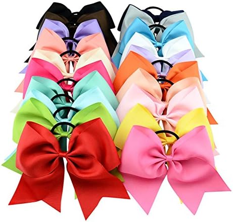 Kankan 20Pcs 8In Girl Ponytail Holder Big Boutique Hair Bows Elastic Tie for Teens