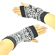 Winter Thumb Hole Knit Hand Arm Warmer Fingerless Snowflake Long Gloves Slate