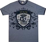 Spain Soccer World Cup Football Espana Crest Heather Blue Fitted Adult T-shirt Tee