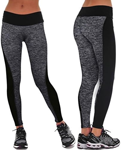 OVERMAL Women High Waist Fitness Yoga Sport Pants Printed Leggings (S, Gray)