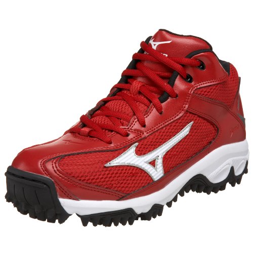 Mizuno Men’s 9-Spike Blast 2 Mid Baseball Cleat,Red/White,9.5 M US
