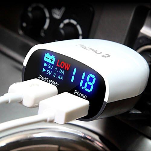 Car Charger,Cellpall 2-Port 2.4a USB with LED Screen-Display Out/Input Voltage and Car's battery low power alerts function,Travel Charger Rapid Car Charger Auto Adapter for mobile phone tablets