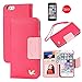 iPhone 6 Case,iPhone 6s Case,[Upgraded-Opened Volume and Power Button Ports,no Break Issues] by HiLDA,Wallet Case,PU Leather Case,Credit Card Holder,Flip Cover Skin[Rose]
