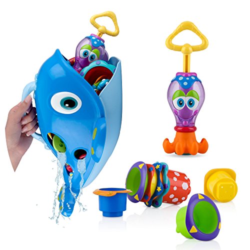Nuby Bathtime Fun Bath Toys, Octopus Hoopla, Purple