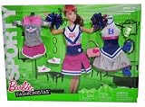 Barbie Year 2010 Fashionistas Series Sporty Outfit Doll Cloth Assortment R6814 - CHEERLEADING Outfits with Short Sleeve Top, Shorts, Cheerleader Sleeveless Top, Mini Skirts, Cheerleader Turtleneck Dress, Handbag, 1 Pair of Sneakers, 1 Pair of High Heel Shoes and Bottled