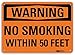 Smartsign U6-1175-RA_10X7"WARNING NO SMOKING WITHIN 50 FEET" Reflective Recycled Aluminum Sign, 10" x 7"