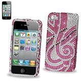 New Fashionable Perfect Fit Hard Diamante Protector Skin Cover (Faceplate/Snap On) Full Rhinestones Diamond Bling for Apple iPhone 4 16GB 32GB AT&T