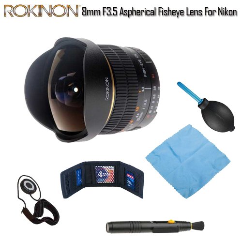 Rokinon 8mm F/3.5 Aspherical Fisheye Manual Focus for Nikon AI Bundle