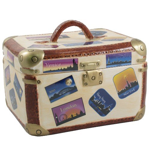 Childrens Toyshop  Kitchen & Housewares : Retro Suitcase with Travel Stickers Cookie Jar