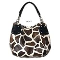 Black Large Giraffe Print Faux Leather Satchel Bag Handbag