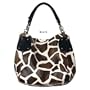 Black Large Vicky Giraffe Print Faux Leather Satchel Bag Handbag Purse