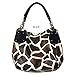 Black Large Vicky Giraffe Print Faux Leather Satchel Bag Handbag Purse