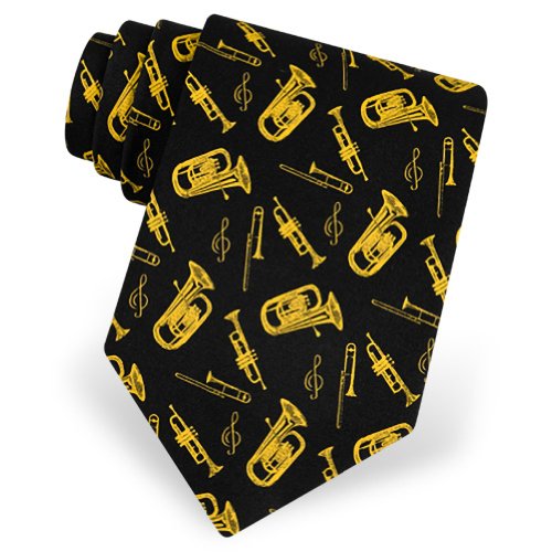 Brass Instruments Tie by The American Necktie Co   Black Microfiber