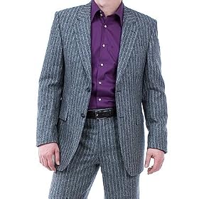 Herrenanzug von Couture F. Winter Schurwolle. Grau mit Streifen
