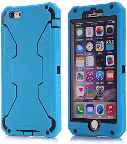 Godigi 2015 Shakeproof Dropproof iPhone 6 Plus Cool Robot Case 3-piece Combo Hybrid Defender High Impact Body Armor Hard PC &amp; silicone Case Protective Cover for iPhone 6 Plus Case (i6 plus blue-black)