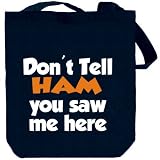 Don't Tell Ham You Saw Me Here Male Names Tote Bag (Navy Blue, Canvas, Unisex)