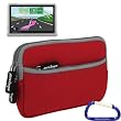 Gizmo Dorks Neoprene Zipper Sleeve (Red) and Screen Protector with Carabiner Key Chain for the Garmin Nuvi 1450 and 1490 Series