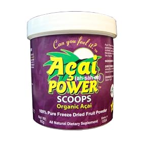 100% Organic Acai Freeze Dried Fruit Powder  Acai Power Scoop (90 Grams)  Natural Antioxidant