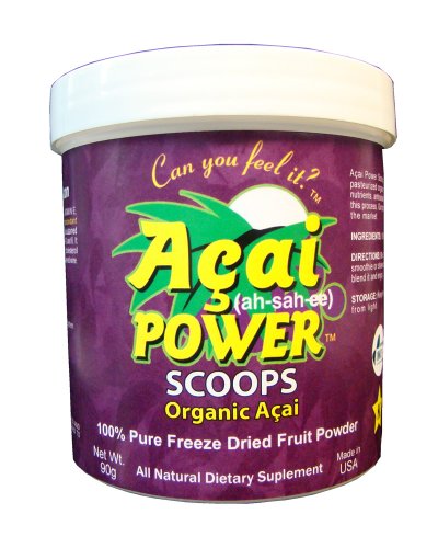 100% Organic Acai Freeze Dried Fruit Powder  Acai Power Scoop (90 Grams)  Natural Antioxidant