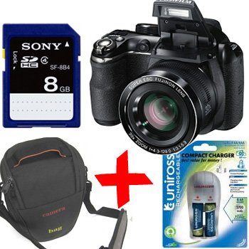 Bundle: Fuji S4500 Digitalkamera + Tasche +8 GB + Ni-MH Akkus und Ladeger